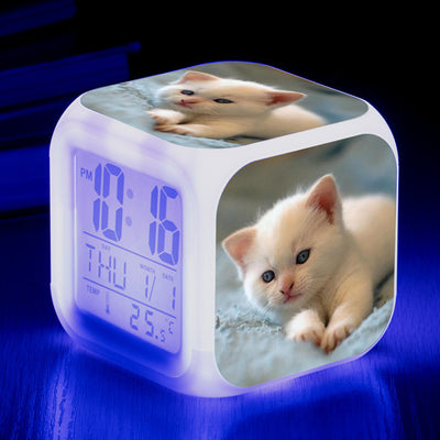 Reloj Despertador Cuadrado Multicolor para Gatos - Image 30