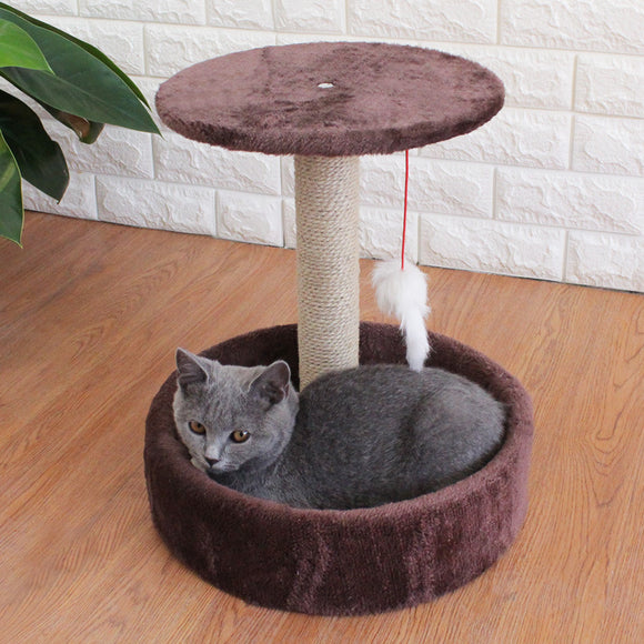 Árbol Rascador para Gatos Pequeños con Plataforma Saltadora y Casa Cuatro Estaciones