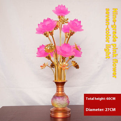 Linterna LED de Loto en Vidrio Coloreado para Altar Budista - Image 14