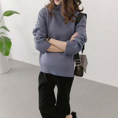Suéter de Maternidad Coreano Cuello Alto Talla Amplia Invierno - Image 4