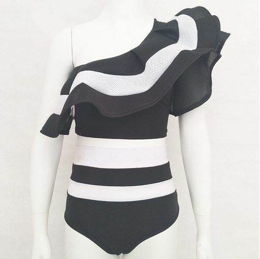 Traje de Baño Asimétrico Bicolor - Diseño Europeo Moderno - Image 8