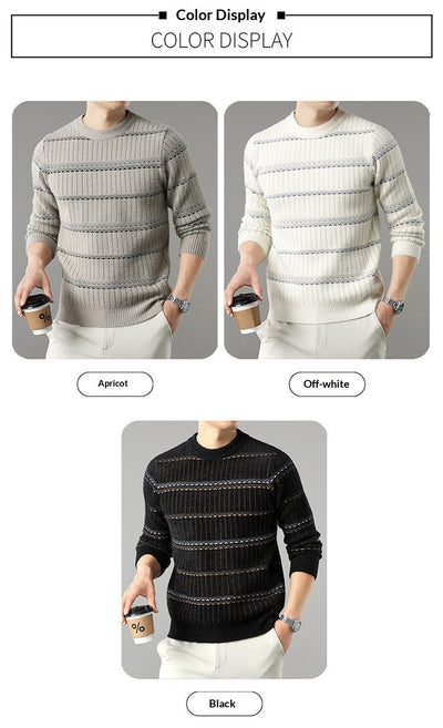Suéter Grueso de Cuello Redondo para Hombre con Forro Polar y Textura de Visón Sintético - Image 13