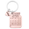 Heart Shaped, Personalized Calendar Keychain Custom Gift Engraved Heart Date Name Stainless Steel Key Chain Graduation Anniversary Birthday Rose golden