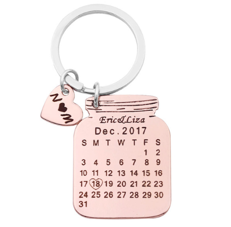 Llavero Corazón Personalizado con Fecha y Nombre Grabado en Acero Inoxidable - Image 3