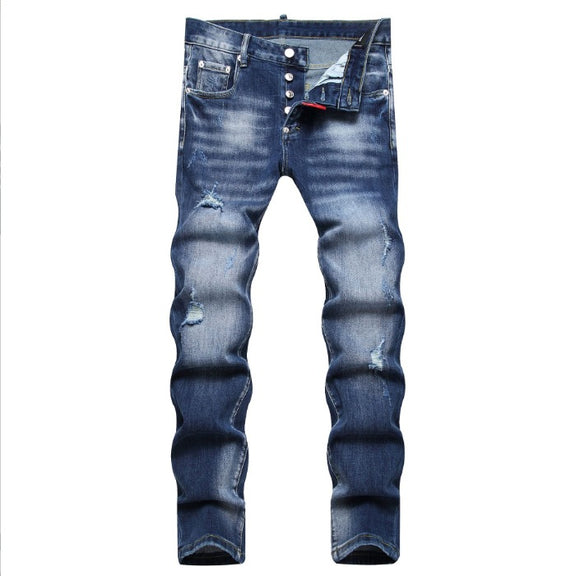Pantalones Vaqueros Slim Fit Rotos para Hombre - Diseño Moderno Desgastado