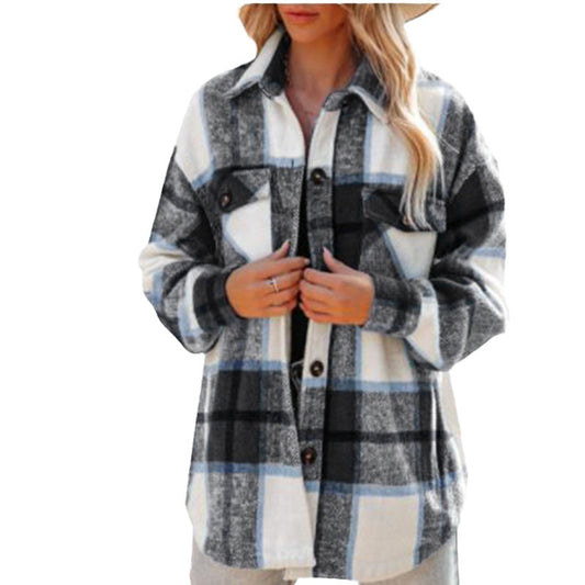 Blusa de Cashmere a Cuadros Suelta y Casual para Mujer - Image 2