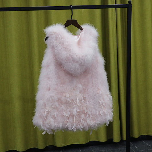 Chaleco de Plumas de Avestruz con Encaje - Elegancia Sofisticada - Image 6