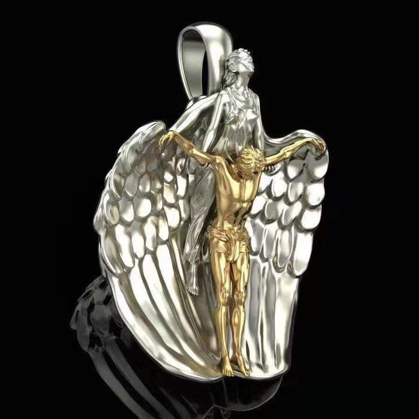 Dije Religioso Ángel Jesús en Acero Inoxidable