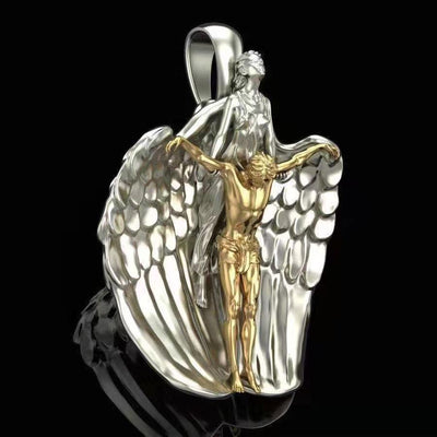 Dije Religioso Ángel Jesús en Acero Inoxidable
