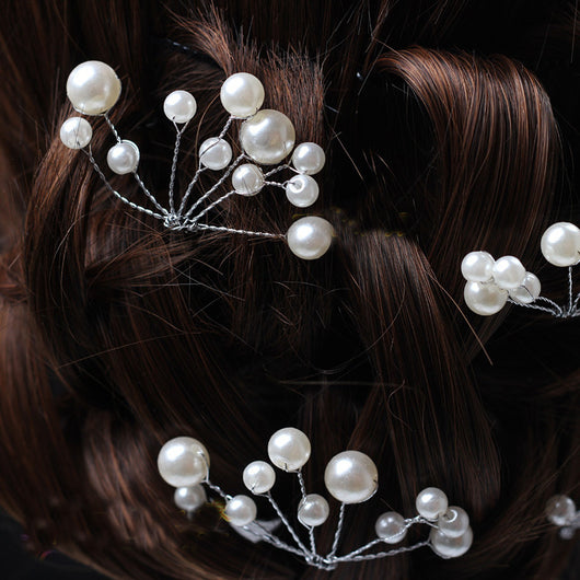 Pasador de Perla con Flor Disco para Peinado de Boda - Image 2