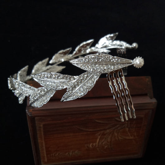 Corona Nupcial Barroca de Aleación con Diamantes - Tocado de Boda Coreano Plateado - Image 3