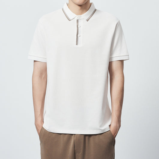 Polo Camiseta Algodón Peinado Mercerizado con Rayas en Contraste