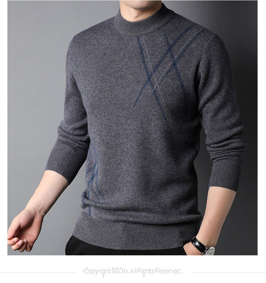 Suéter Casual de Rayas con Cuello Redondo y Manga Larga para Hombre - Image 12