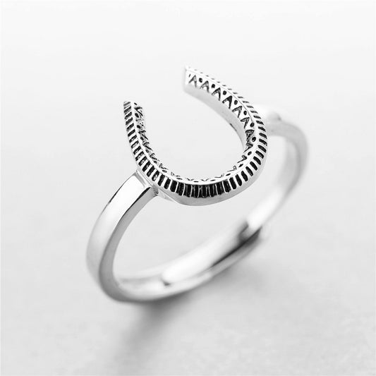 Anillo Herradura Plata 925 Retro U - Diseño Clásico