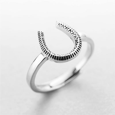 Anillo Herradura Plata 925 Retro U - Diseño Clásico