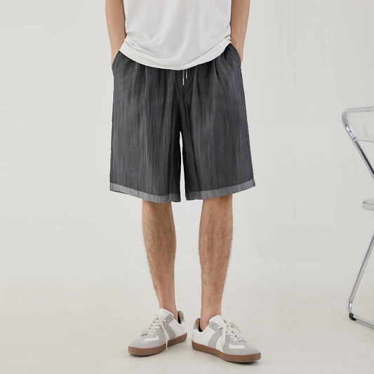 Shorts Tencel Hombre Verano - Corte Recto Suelto Estilo Casual Moderno - Image 2