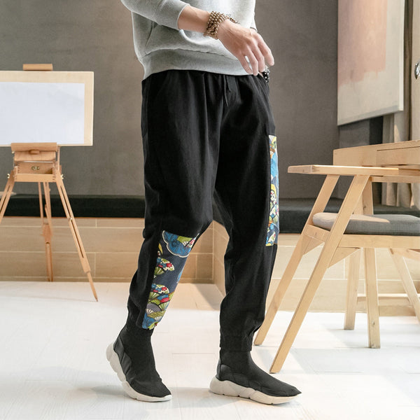 Pantalones Casuales Estilo Asiático con Estampado Floral
