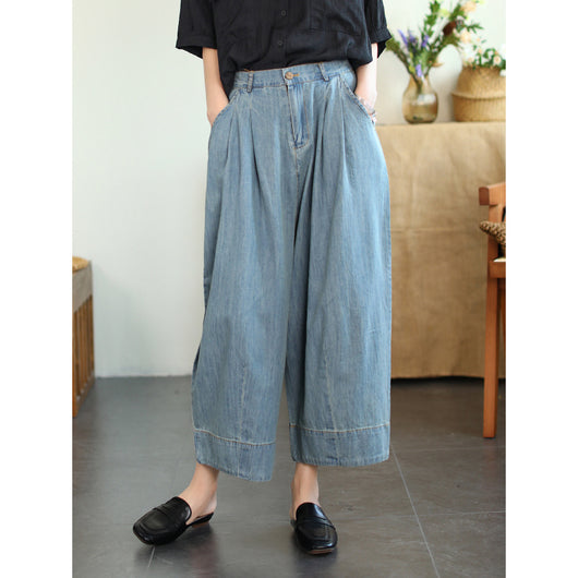 Pantalón Cropped Ancho de Tencel y Algodón para Tallas Grandes - Image 4