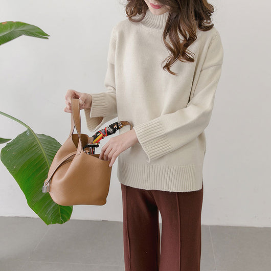 Suéter de Maternidad Coreano Cuello Alto Talla Amplia Invierno - Image 6