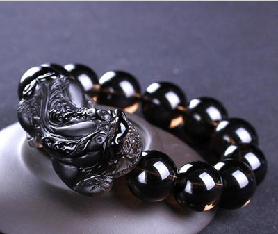 Pulsera de Obsidiana Negra para Hombre con Cabeza de Dragón - Amuleto de Poder y Éxito - Image 4