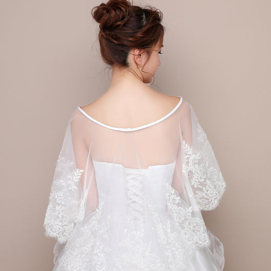 Vestido de Novia Elegante con Chal de Encaje - Cobertura Discreta y Sofisticada - Image 2