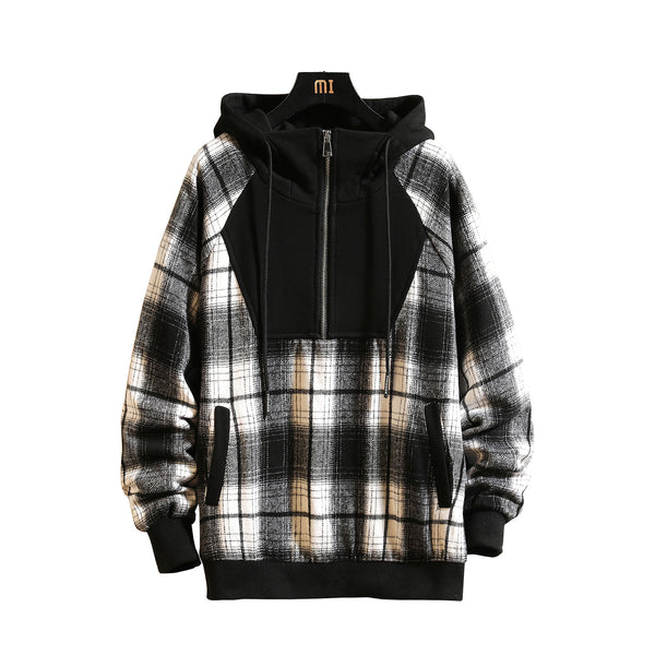 Suéter Japonés con Cuello Alto y Cuadros Cosidos
