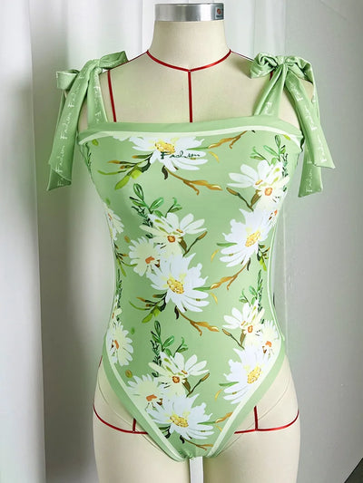 Traje de Baño Vintage Francés Estampado Doble Cara Ajustado - Image 20