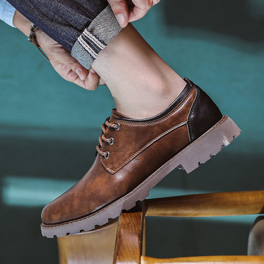 Zapatos Casuales de Cuero Estilo Británico Retro para Hombre - Image 3