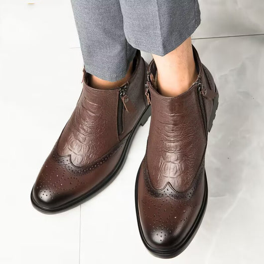 Botas Altas de Cuero con Aumento de Altura - Estilo Brogue Trendy Talla 46 - Image 8