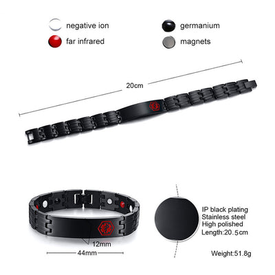 Pulsera Magnética de Acero Titanio para Hombre - Diseño Médico Negro - Image 8