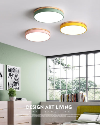 Lámpara de Techo LED Macaron Redonda para Dormitorio y Sala de Estar - Image 14