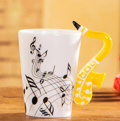 Taza de Cerámica con Asa de Saxofón y Notas Musicales - Image 16