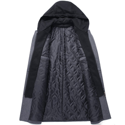 Abrigo de Lana Casual para Hombre con Gorro Desmontable - Image 13
