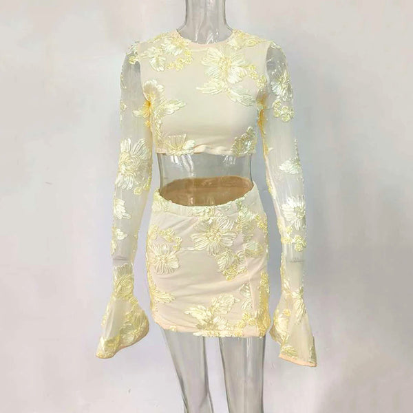 Conjunto Falda y Blusa Floreada Espalda Descubierta para Mujer - Image 6