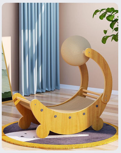 Tabla Rascadora para Gatos con Forma de Luna y Pelota Interactiva - Image 12