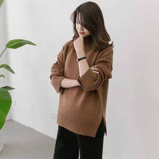 Suéter de Maternidad Coreano Cuello Alto Talla Amplia Invierno - Image 3