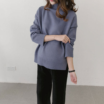 Suéter de Maternidad Coreano Cuello Alto Talla Amplia Invierno