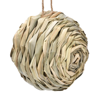 Three spherical bird nests made from woven straw or grass, each with a round opening and a jute hanging loop. - Image 9
