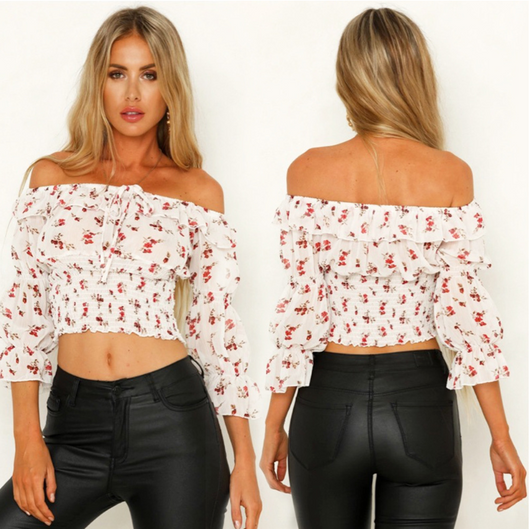 Blusa Tubo Plisada de Cuello Único con Estampado para Primavera y Verano - Image 4