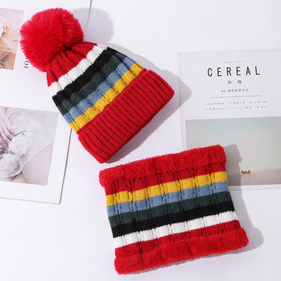 Gorro Tejido Grueso a Rayas con Combinación de Colores para Mujer - Image 6