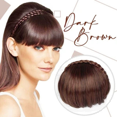 Diadema Twist con Trenzas Dobles y Flequillo de Fibra Sintética