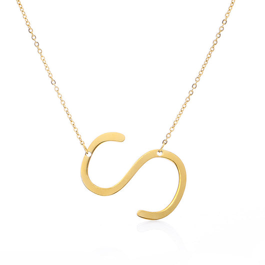 Collar Inicial Acero Inoxidable Chapado en Oro Rosa - Image 96