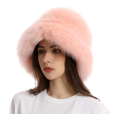 Gorro Pescador Mujer Ala Ancha Acolchado Cálido de Color Sólido - Image 10
