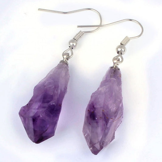 Aretes de Cristal Natural Bruto - Piedras sin Pulir Auténticas
