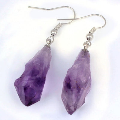 Aretes de Cristal Natural Bruto - Piedras sin Pulir Auténticas