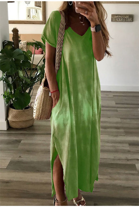 Vestido Largo Tie-Dye con Escote V y Bolsillo - Image 2
