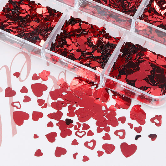 Caja de 6 Lentejuelas Decorativas Recortadas Rojo Amor - Colección San Valentín - Image 2