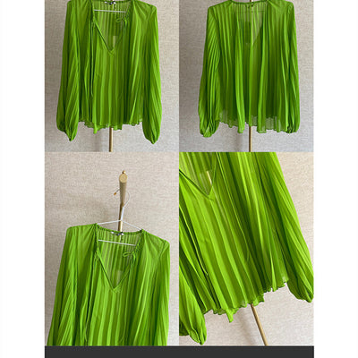 Blusa de Manga Larga Verde Elegante - Image 8