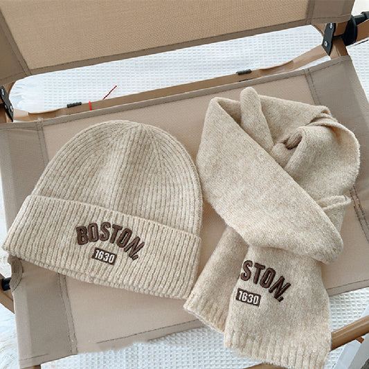 Conjunto de Gorro y Bufanda para Niños - 2 Piezas Bordado para Otoño e Invierno