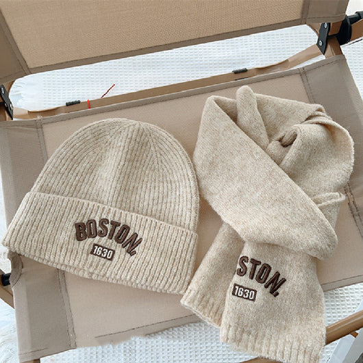 Conjunto de Gorro y Bufanda para Niños - 2 Piezas Bordado para Otoño e Invierno